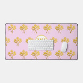Hübsche monogrammatikalische Rosa Faux Gold Roses  Schreibtischunterlage (Tastatur & Maus)