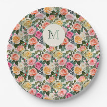 Hübsche monogrammierte florale Gartenrosen Elegant
