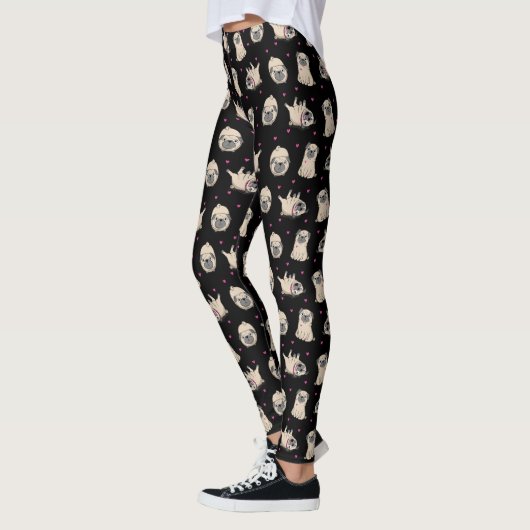 Hübsche Mops-Druck-Leggings Leggings (Links)