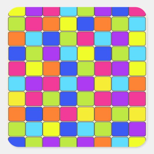 Hübsche Mosaikfliesen-Muster Quadratischer Aufkleber (Vorderseite)