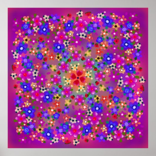 Hübsche Multicolor-Blume Boho Style Poster (Vorne)