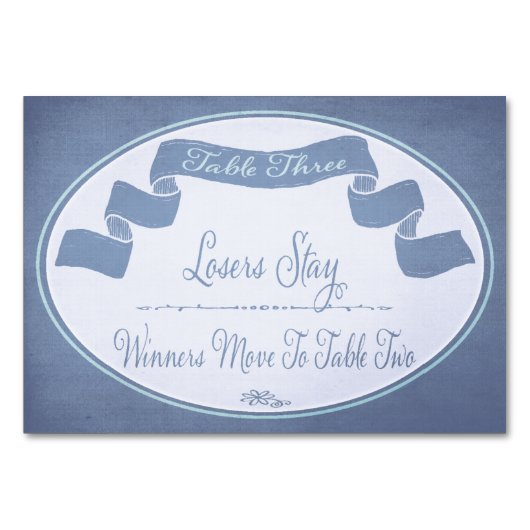 Hübsche Multifunktionsband-Bunco-Tischkarte Nr. 3 Tischnummer (Vorderseite)