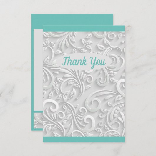 Hübsche Münzgrün Dankeskarte (Vorne/Hinten)