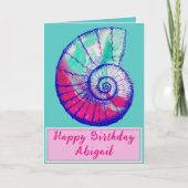Hübsche Muschel auf See Happy Birthday Card mit Da Karte (Vorderseite)