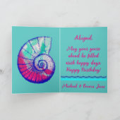 Hübsche Muschel auf See Happy Birthday Card mit Da Karte (Innenseite)