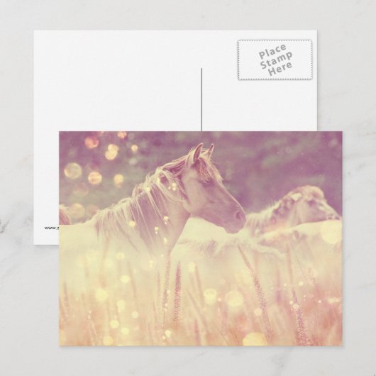 Hübsche Mustang Gold Glitzern Postkarte (Vorne/Hinten)