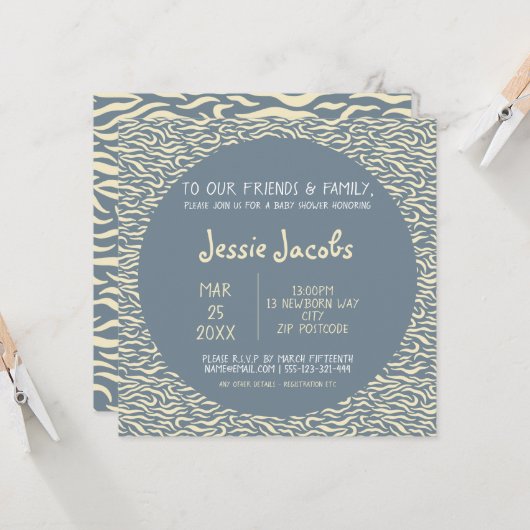 Hübsche Muster Babyduscheinladung Einladung (Vorderseite/Rückseite Beispiel)