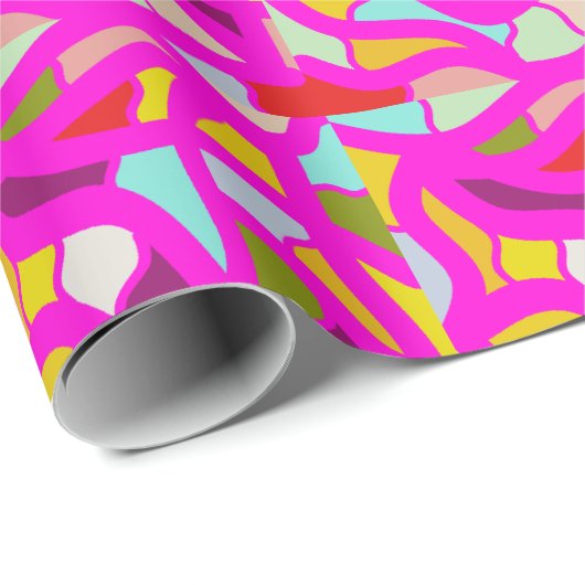 Hübsche Muster in Rosa und Regenbogenfarben Geschenkpapier (Rolleneckpunkt)