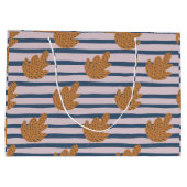 Hübsche Muster und Farben Streifen und Lila Blätte Große Geschenktüte (Rückseite)