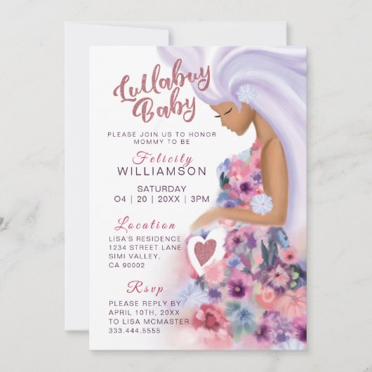 Hübsche Mutter als Blumendusche Einladung (Vorderseite)