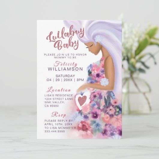 Hübsche Mutter als Blumendusche Einladung (Stehend Vorderseite)