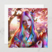 Hübsche mystische Ätherische Frau mit Schmetterlin (Vorne/Hinten)