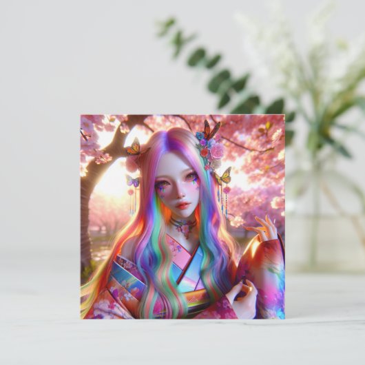 Hübsche mystische Ätherische Frau mit Schmetterlin (Stehend Vorderseite)