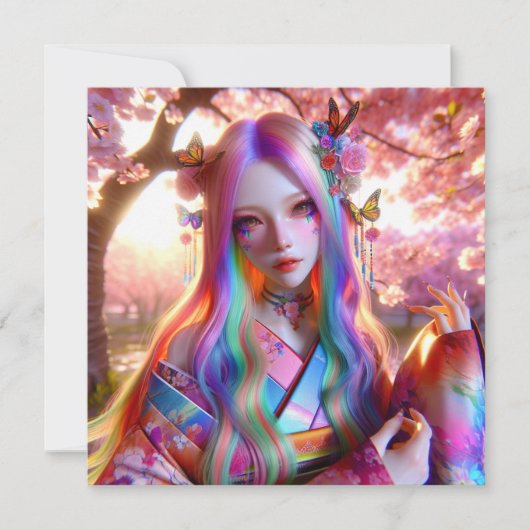 Hübsche mystische Ätherische Frau mit Schmetterlin (Vorderseite)