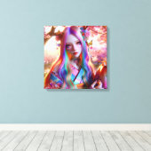 Hübsche mystische Ätherische Frau mit Schmetterlin Leinwanddruck (Insitu (Holzboden))