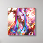 Hübsche mystische Ätherische Frau mit Schmetterlin Leinwanddruck (Vorderseite)