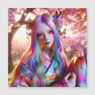 Hübsche mystische Ätherische Frau mit Schmetterlin Magnetkarte