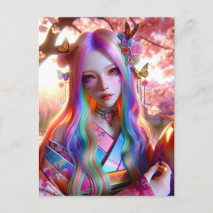 Hübsche mystische Ätherische Frau mit Schmetterlin Postkarte