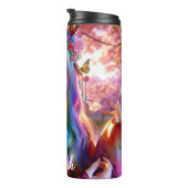 Hübsche mystische Ätherische Frau mit Schmetterlin Thermosbecher (Nach rechts gedreht)