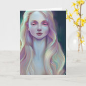 Hübsche Mystische Frau mit Perlmutterhaut Karte (Gelbe Blume)