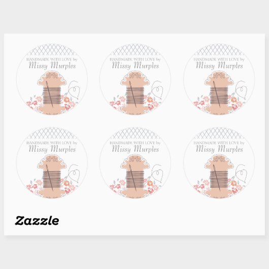 Hübsche Nähstickerei Runder Aufkleber (Blatt)