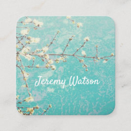 hübsche Naturkunst auf blauer Doppelgängerin Quadratische Visitenkarte