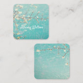 hübsche Naturkunst auf blauer Doppelgängerin Quadratische Visitenkarte (Vorne/Hinten)