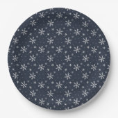 Hübsche Navy Blue Weihnachtsschneeflocke Pappteller (Vorderseite)