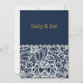 Hübsche Navy Lace Diamond Wedding Einladung (Vorderseite)