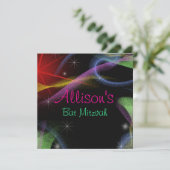 Hübsche Neonleuchten, Bat Mitzvah Einladung (Stehend Vorderseite)