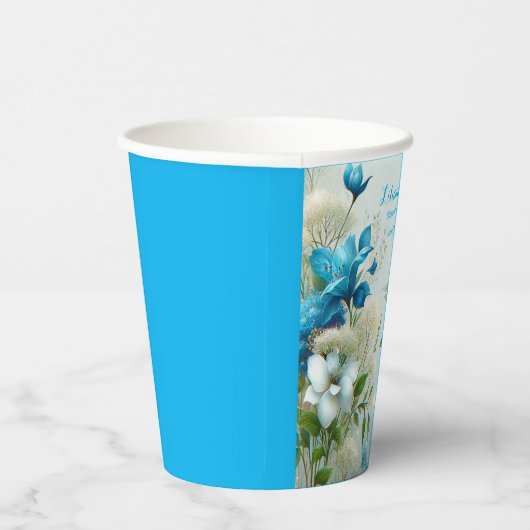 Hübsche Neuanfänge Blumenblauer Brautparty Pappbecher (Rechts)