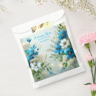 Hübsche neue Anfänge Blaue Blumen Hochzeitsdusche Geschenktütchen