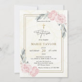 Hübsche neutrale Wasserfarbenflorale Taufe Einladung (Vorderseite)