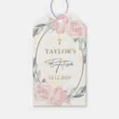 Hübsche neutrale Wasserfarbenflorale Taufe Geschenkanhänger (Vorderseite)