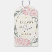 Hübsche neutrale Wasserfarbenflorale Taufe Geschenkanhänger (Rückseite)