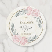 Hübsche neutrale Wasserfarbenflorale Taufe Geschenkanhänger (Rückseite)