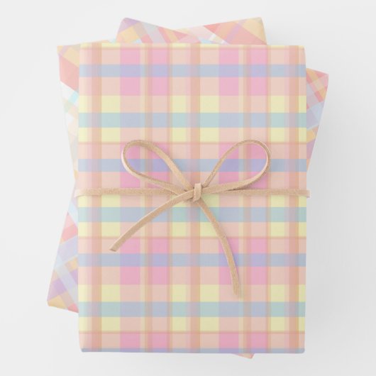 Hübsche Niedliche Pastel Retro Klassische Karierte Geschenkpapier Set (Beispiel)