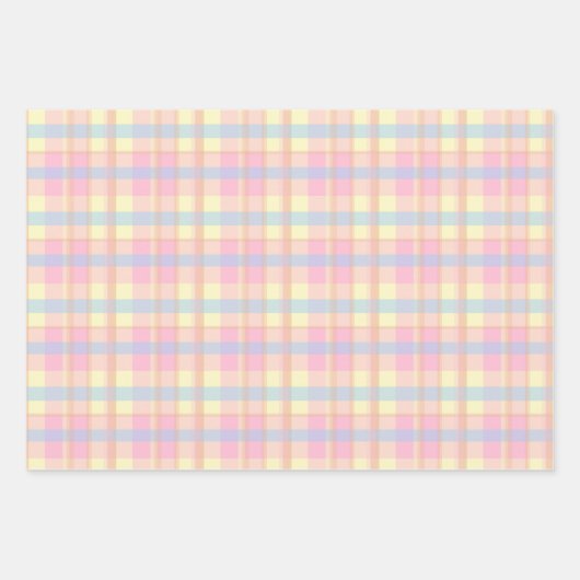 Hübsche Niedliche Pastel Retro Klassische Karierte Geschenkpapier Set (Vorderseite)