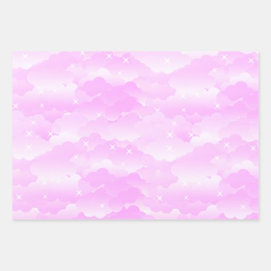 Hübsche Niedliche Pastellpink-Ästhetische Cloud-St Geschenkpapier Set (Vorderseite 2)