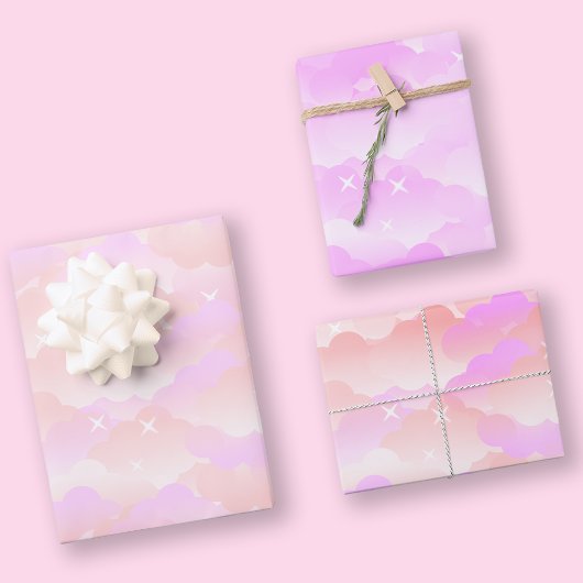 Hübsche Niedliche Pastellpink-Ästhetische Cloud-St Geschenkpapier Set