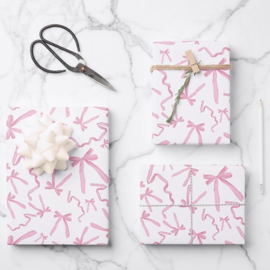Hübsche Niedliche rosa Schleifen, die Muster-Gesch Geschenkpapier Set (Vorderseite)