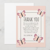 Hübsche niedliche Schmetterlingsdusche Dank Karten (Vorne/Hinten)