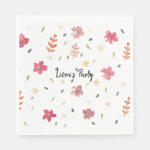 Hübsche Niedliche Wasserfarbe Rosa Blume Napkins Serviette