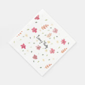Hübsche Niedliche Wasserfarbe Rosa Blume Napkins Serviette (Ecke)