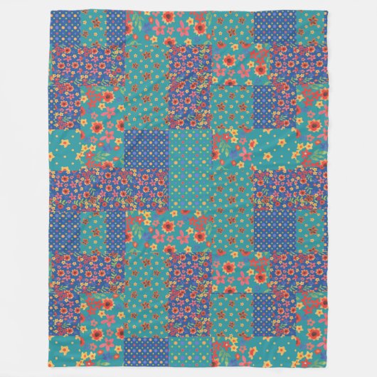 Hübsche Nostalgische Imitate Patchwork Fleece Blan (Vorderseite)