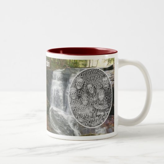 Hübsche Ölgemälde im Wasserfall ergänzen Ihr Foto Zweifarbige Tasse (Rechts)