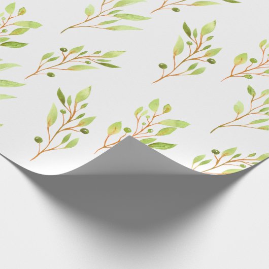 Hübsche Olivenzweige Botanische Natur Grüne Geschenkpapier (Ecke)