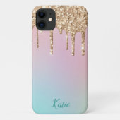 Hübsche Ombré Imitate Gold Glitzer Tropfen Case-Mate iPhone Hülle (Rückseite)