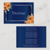 Hübsche Orange-Blume auf Navy Blue - Directors Begleitkarte (Vorne/Hinten)