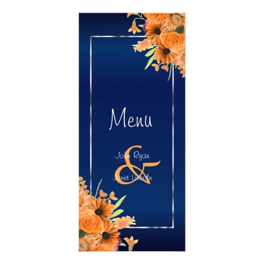 Hübsche Orange-Blume auf Navy Blue - Menü (Vorne)